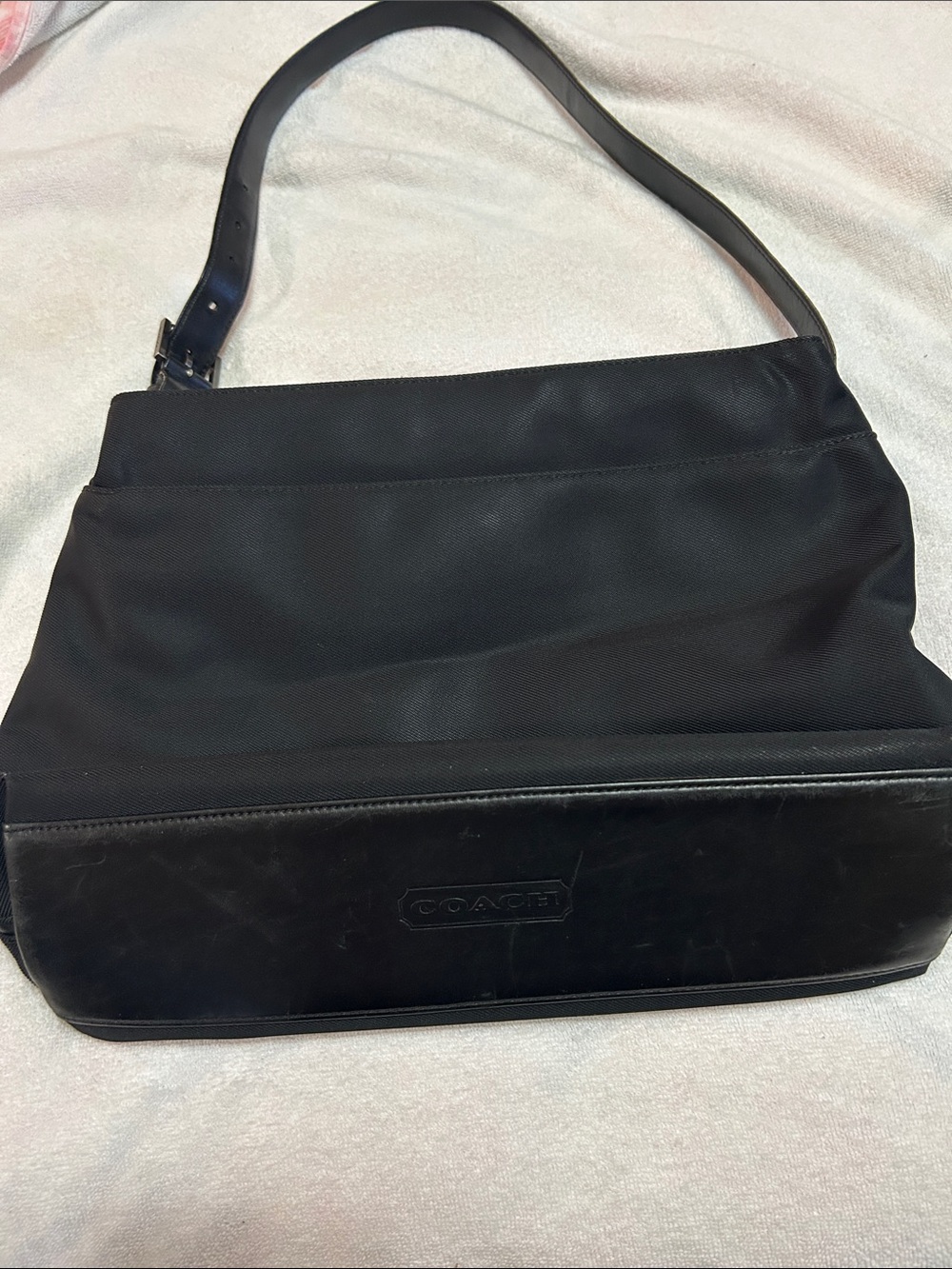 Vintage Coach Black Nylon & Leather Mercer 7412 Tote Bag - Y2K Minimalist